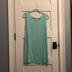 Teal striped t-shirt dress